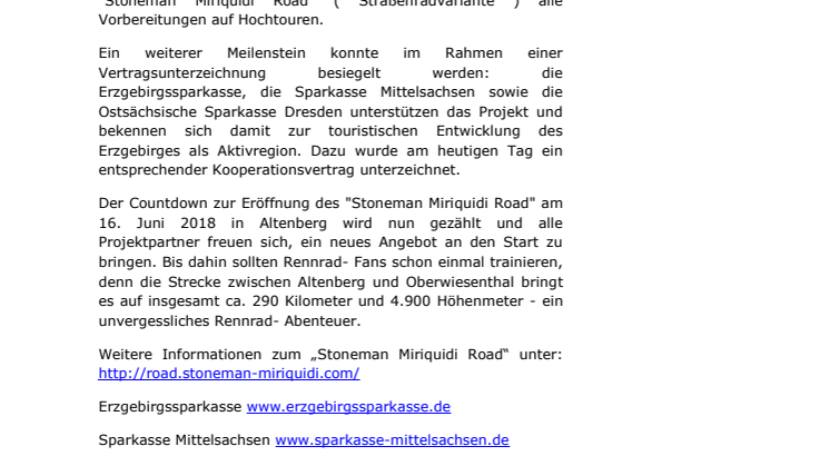 Unterstützung für Stoneman Miriquidi Road 