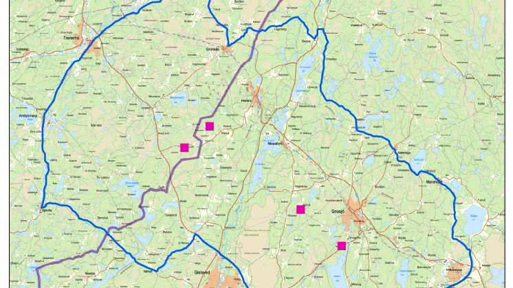 Karta: Jaktområde för skyddsjakt efter varg, bilaga till beslut