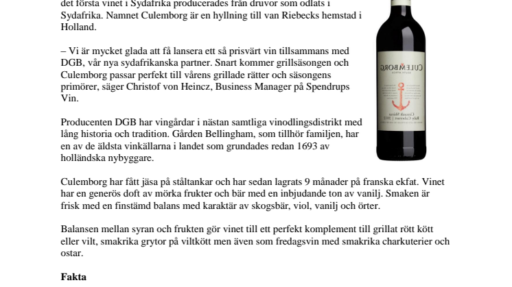Historiskt grillvin från Sydafrika