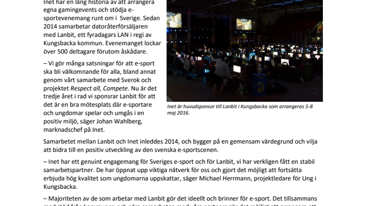 Inet skickar Taurus till Lanbit – Västsveriges största LAN