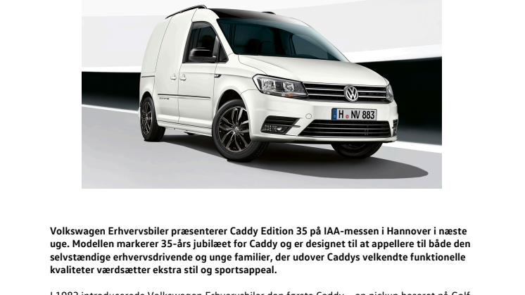 Verdenspremiere på IAA Hannover: Caddy Edition 35  