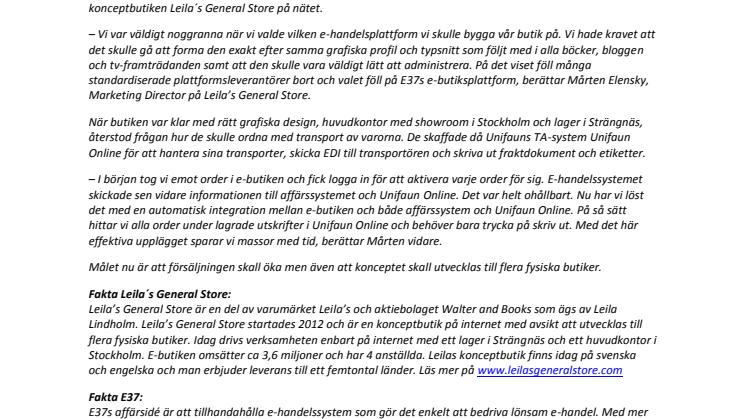 Leila´s General Store, e-butiken med rätt design och effektivt orderflöde