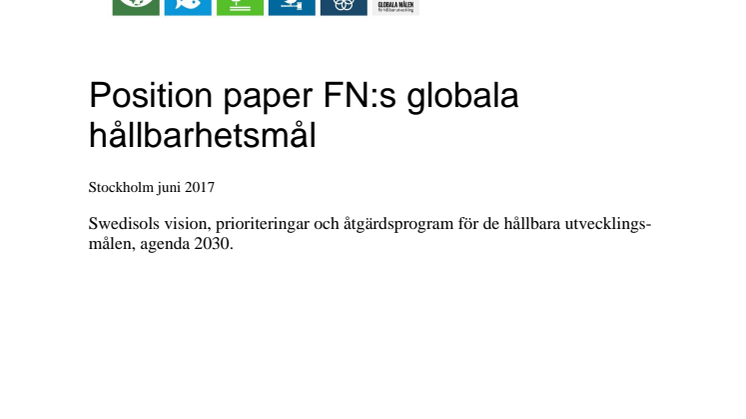 Swedisol Position paper FN:s globala  hållbarhetsmål