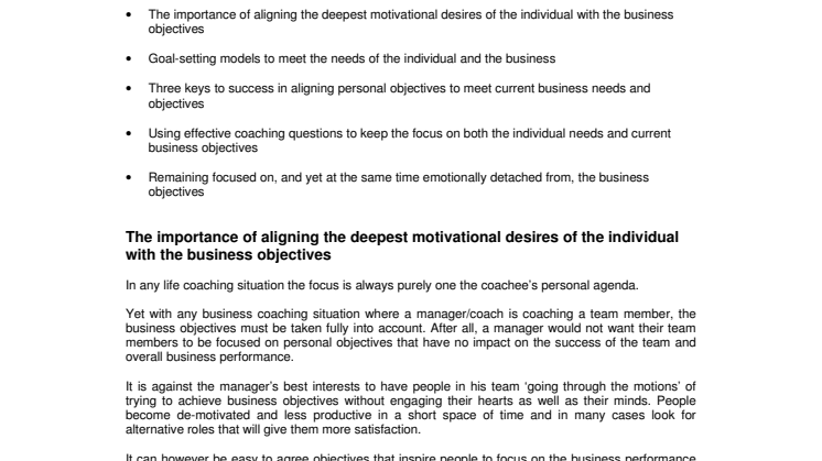 Aligning personal and business objectives 