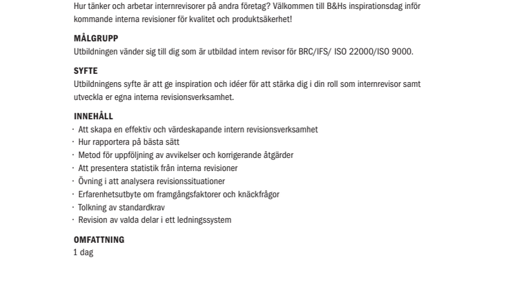 Inspirationsdag för interna revisorer
