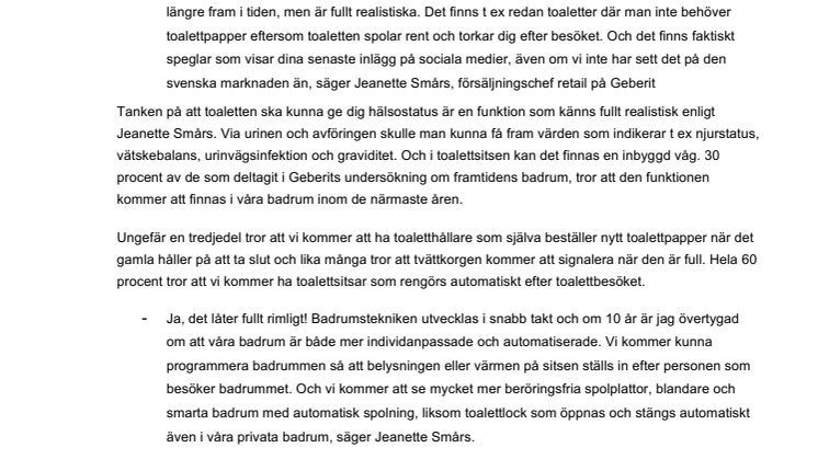 Få hälsostatus direkt på toaletten i framtidens badrum