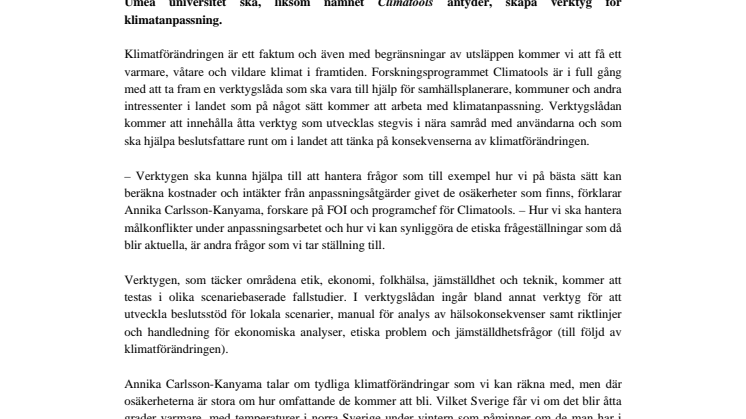Climatools ger verktyg för klimatanpassning 