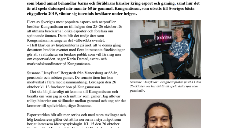 Kungsmässans stora esport-event 25–26 oktober – utmana proffs i Fortnite och CS:GO, träffa idoler och lyssna till intressanta föreläsningar