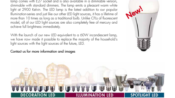 Now You Can Replace Up To 60W Incandescent and Halogen Lamps with Star Tradings LED Light Sources!