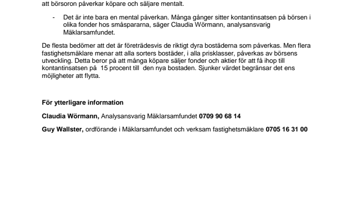 Börsen påverkar bomarknad