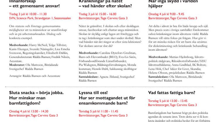 Barns rätt ska upp på agendan i Almedalen