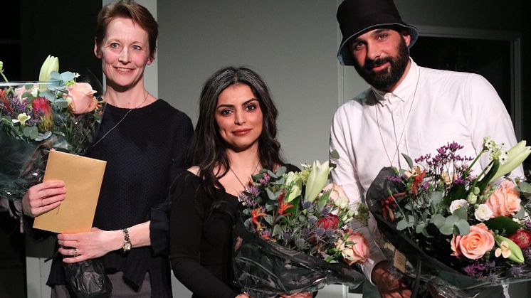 De tre vindere. Fra venstre Tine Smedegaard Andersen, Sara Omar, Zaki Youssef.