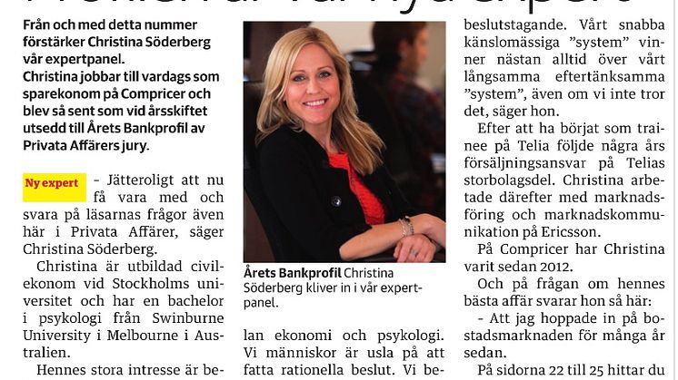Christina Sahlberg ny expert hos Privata affärer