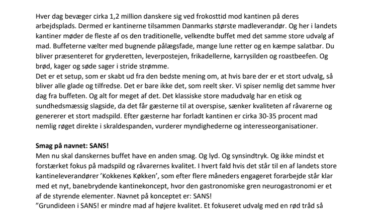 Stor kantineleverandør udfordrer den traditionelle kantinebuffet:  Nyt banebrydende kantinekoncept med fokus på alle sanser, bæredygtighed og kvalitet 