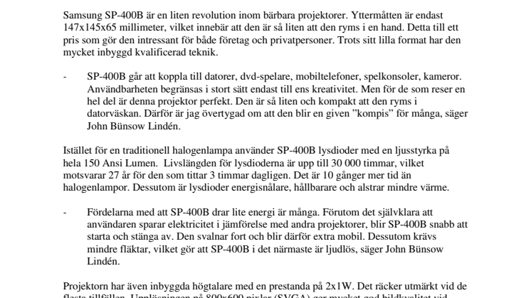 Samsung lanserar projektor i fickformat