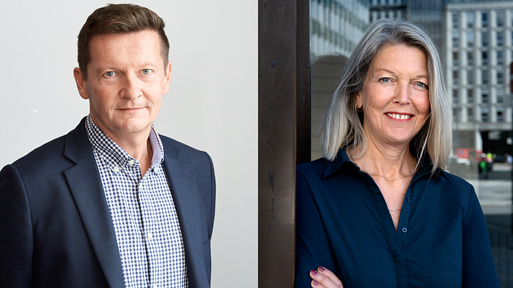 Divisjonsdirektør Terje Mørland (Sikt) og adm. dir. Hege Munch Gundersen (Kopinor). Foto: Simen Øvergaard/Mimsy Møller