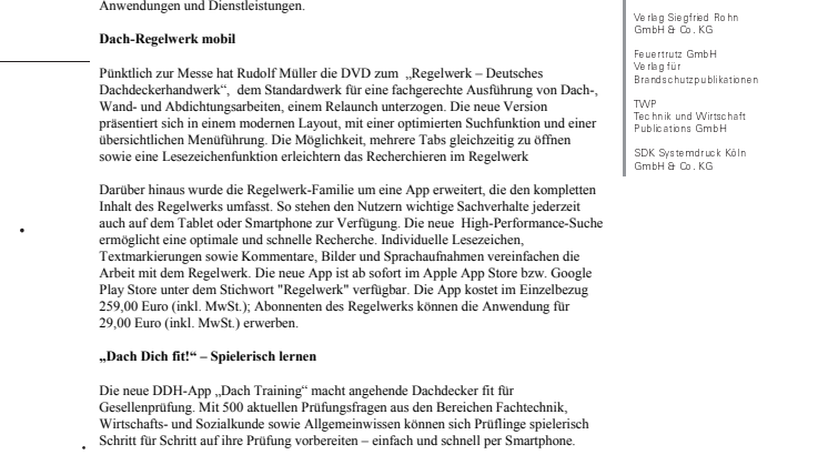 DACH + HOLZ 2016: Rudolf Müller und Bruderverlag präsentieren Produktneuheiten 