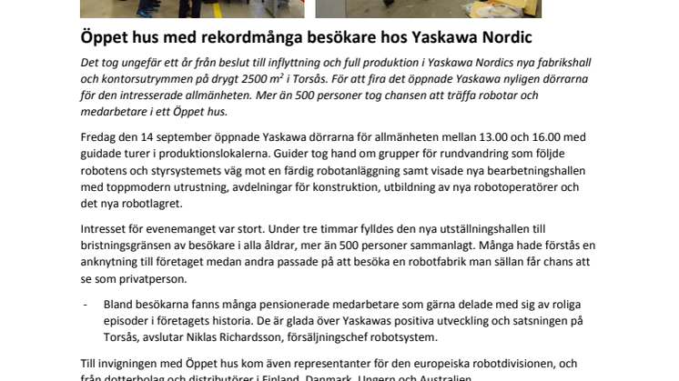 Öppet hus med rekordmånga besökare hos Yaskawa Nordic