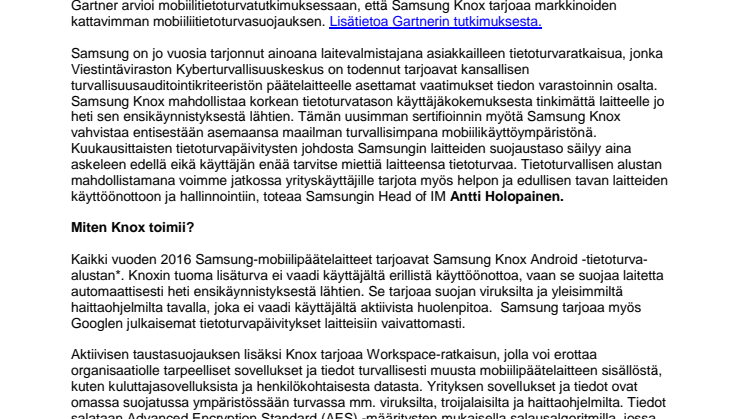  Samsung Knox 2.6 läpäisi kyberturvallisuuskeskuksen uusimman tietoturvakriteeristön