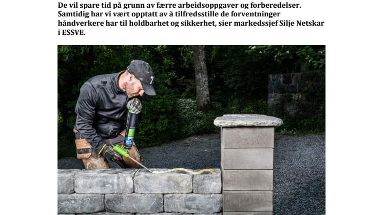 ESSVE med nytt steinlim - raskere og enklere murarbeid