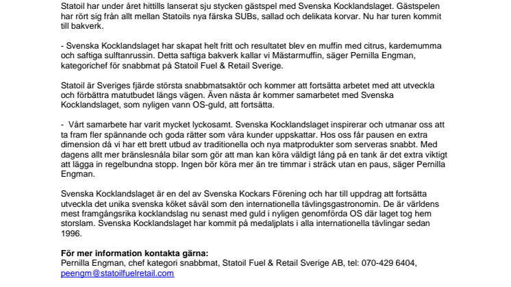 Mästarmuffin från Svenska Kocklandslaget bara på Statoil 