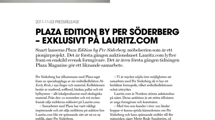Plaza Edition by Per Söderberg - Exklusivt på Lauritz.com 