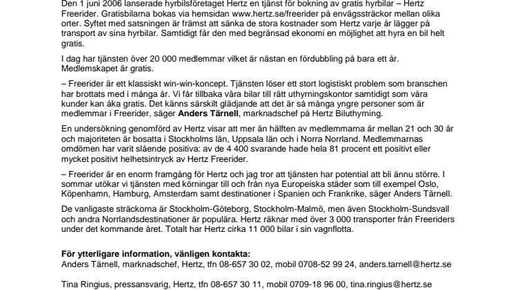 Gratisåkande ett vinnande logistikkoncept för Hertz