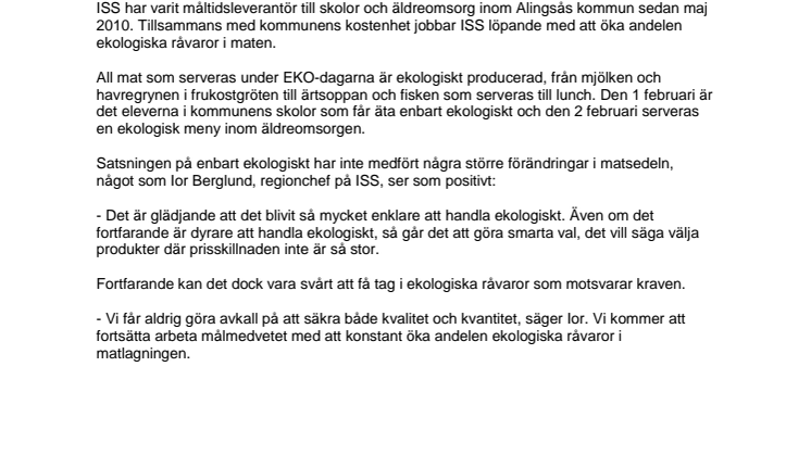 ISS vill öka intresset för ekologisk mat