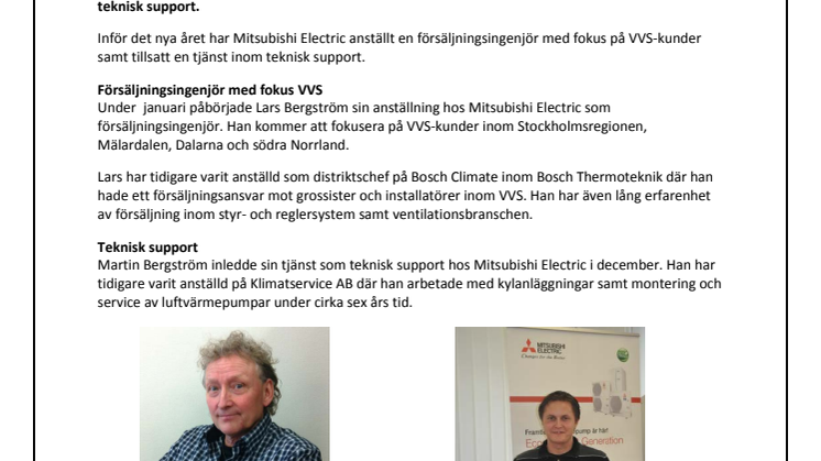 Mitsubishi Electric stärker personalstyrkan inför det nya året
