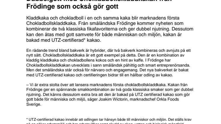 Dubbelgott med Chokladbollskladdkaka från Frödinge