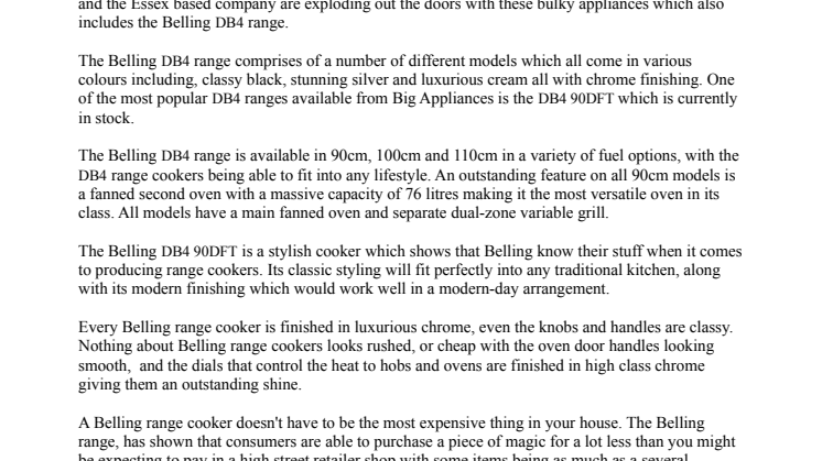 Belling Range Cookers Explode Out With Big Appliances