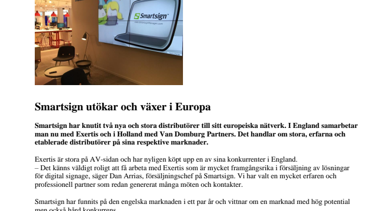 Smartsign utökar och växer i Europa