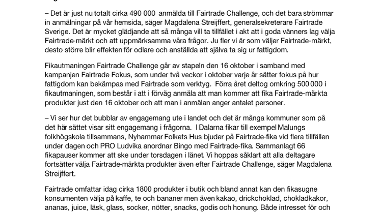 Nära 19 000 fikar Fairtrade i Dalarna på torsdag