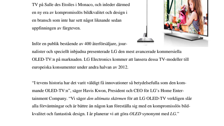 LG VISAR DEN ULTIMATA SKÄRMEN I MONACO – 55-TUMS OLED-TV ÄR HÄR 