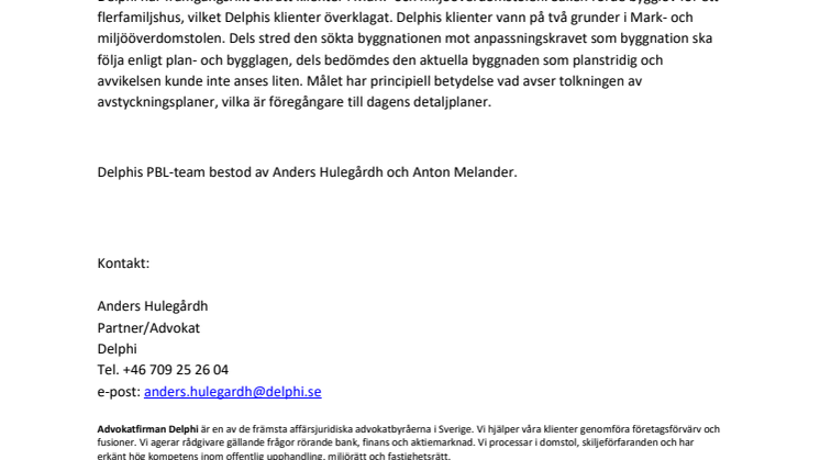 Vinst i Mark- och miljööverdomstolen