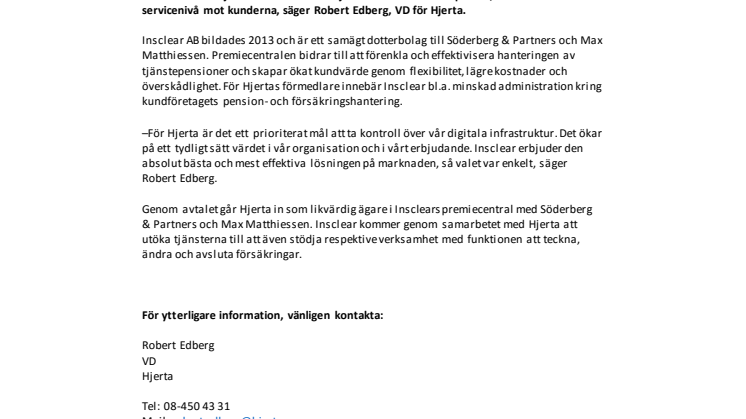 Hjerta framtidssäkrar sina förmedlare med Insclears premiecentral