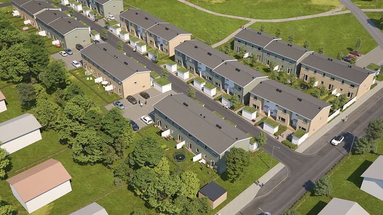 Översiktsillustration av det nya området BoKlok Botildenborg i Malmö. 