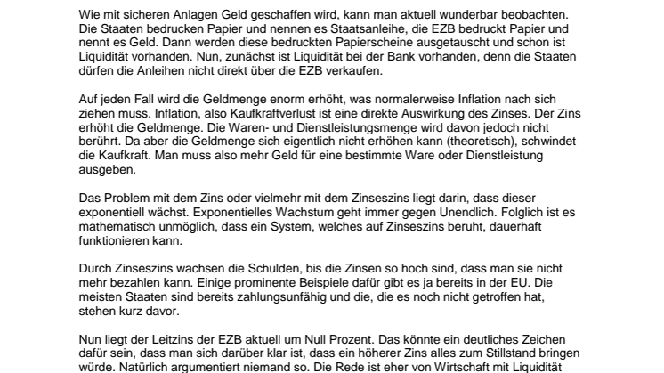 Geschürte Angst vor Deflation – ist das Geldsystem am Ende?