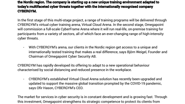 Omegapoint starts an exclusive cyber training program in the Nordics together with CYBERGYM