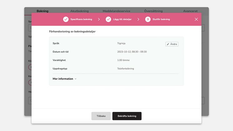 DigitalTolks nya bokningsflöde.