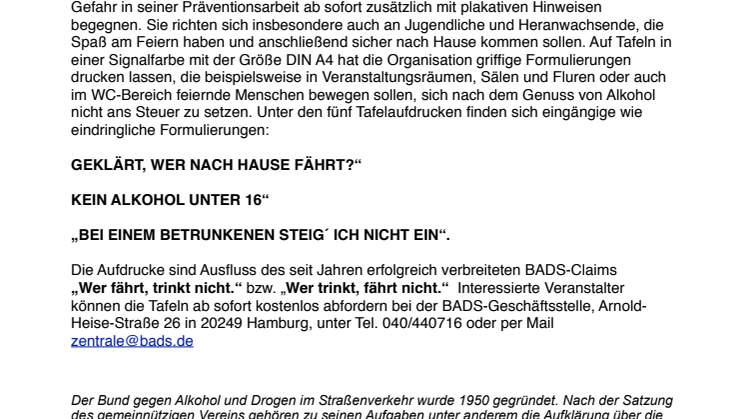 Gefahr durch Alkohol vor „Augen“