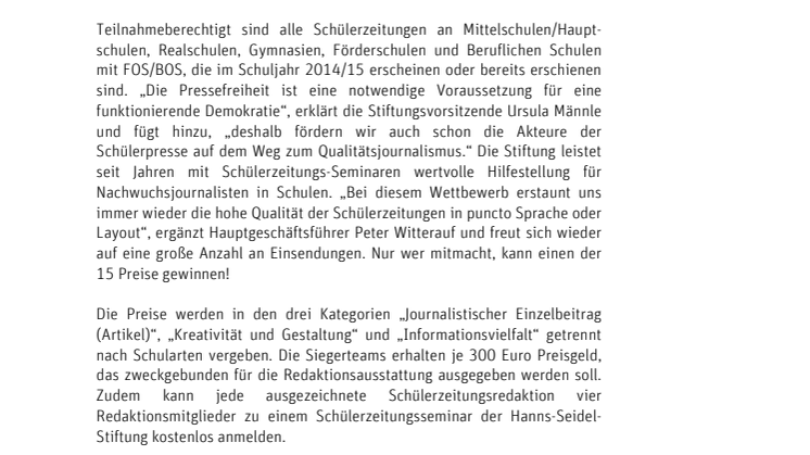 Endspurt beim Schülerzeitungspreis DIE RAUTE  / Einsendeschluss 31. Juli 2015