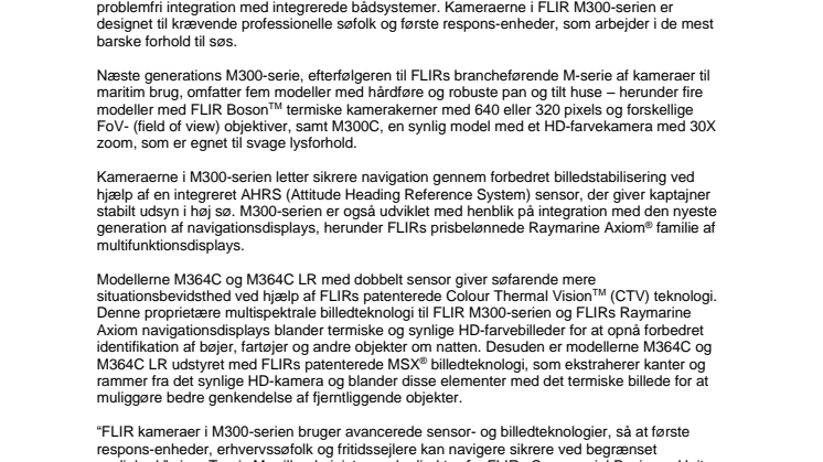 FLIR introducerer kameraer i M300-serien til maritim brug