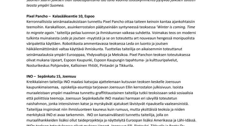 Upeart Festival 2019 on vauhdissa – ensimmäiset muraalit valmistuivat Espoossa ja Joensuussa
