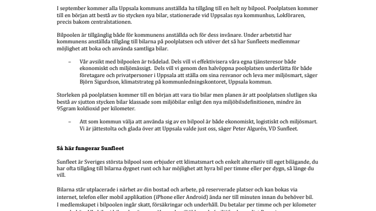 Uppsala kommun väljer bilpool