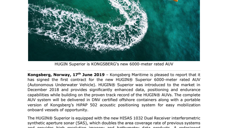 Contract for HUGIN Superior