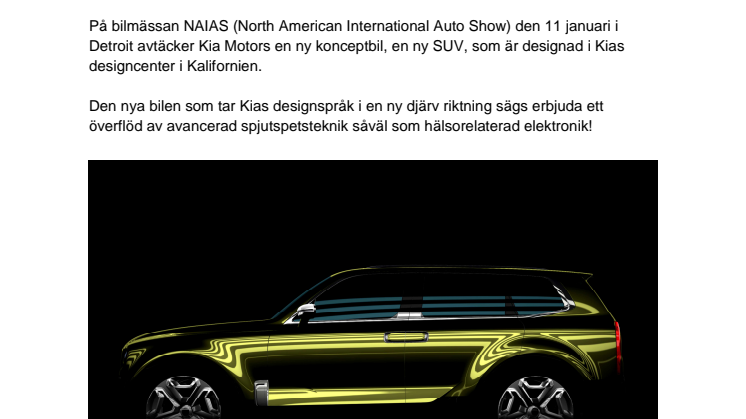 Kia avtäcker helt nytt SUV-koncept på NAIAS i Detroit