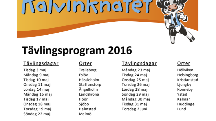 Orter Kalvinknatet 2016