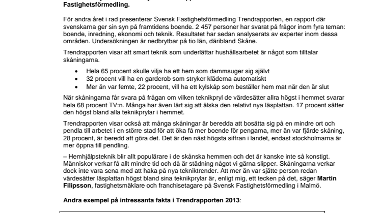 Trendrapporten 2013 visar: Skåningarna drömmer om städhjälp i hemmet