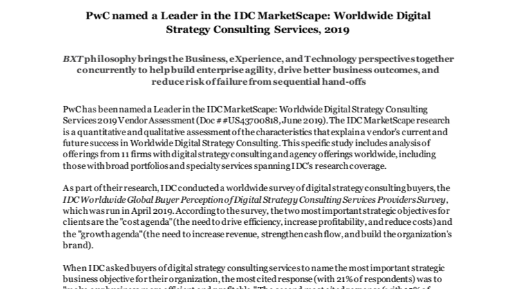 PwC named an ALM Vanguard leader in Production Operations Consulting 2019 